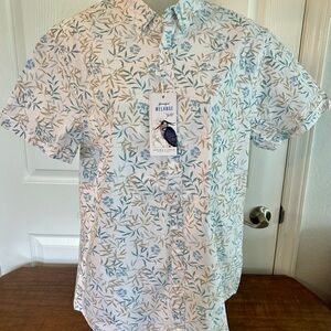 NWT, Denim and Flower Men's Floral Blue and Green Shirt